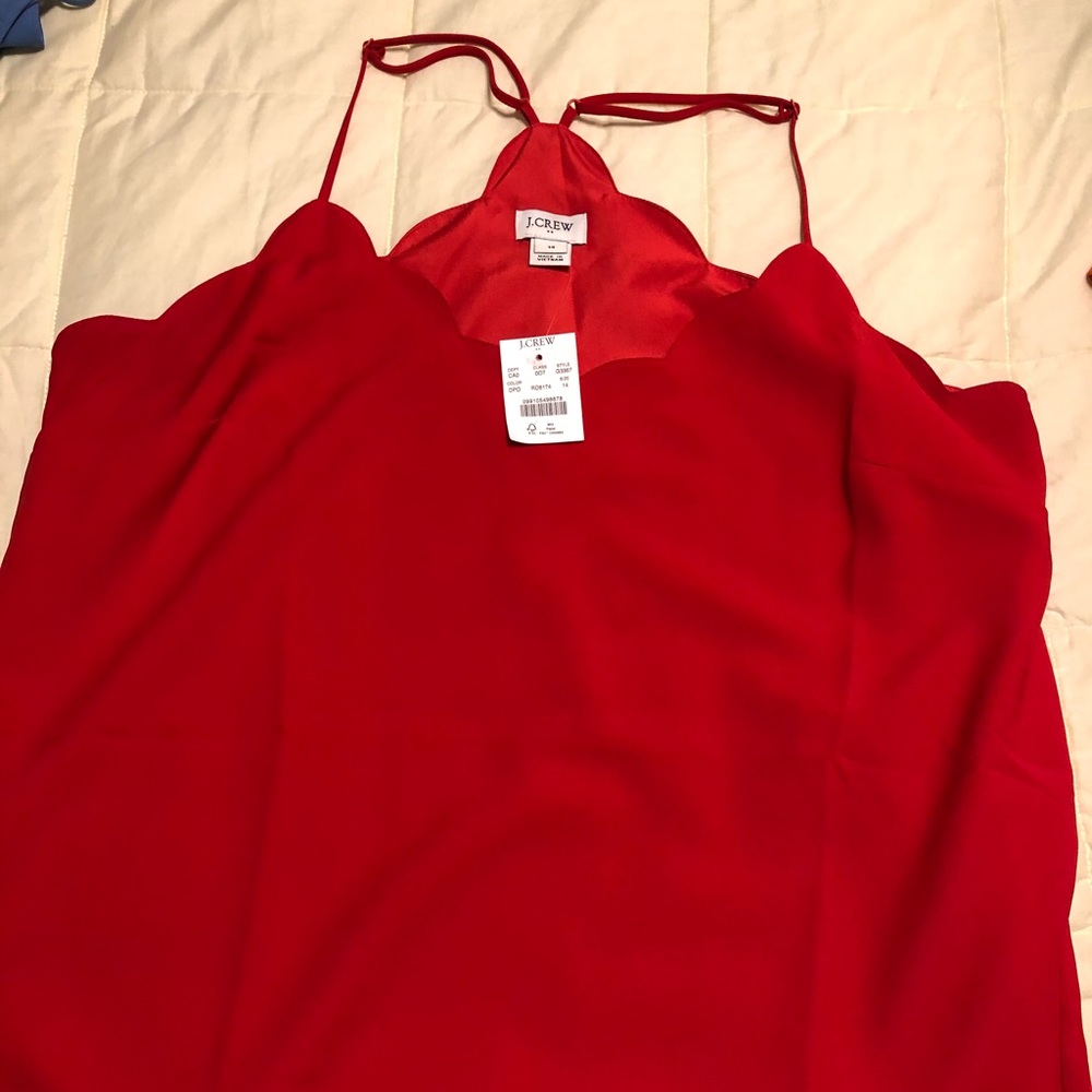 Red camisole tank top by J. Crew.